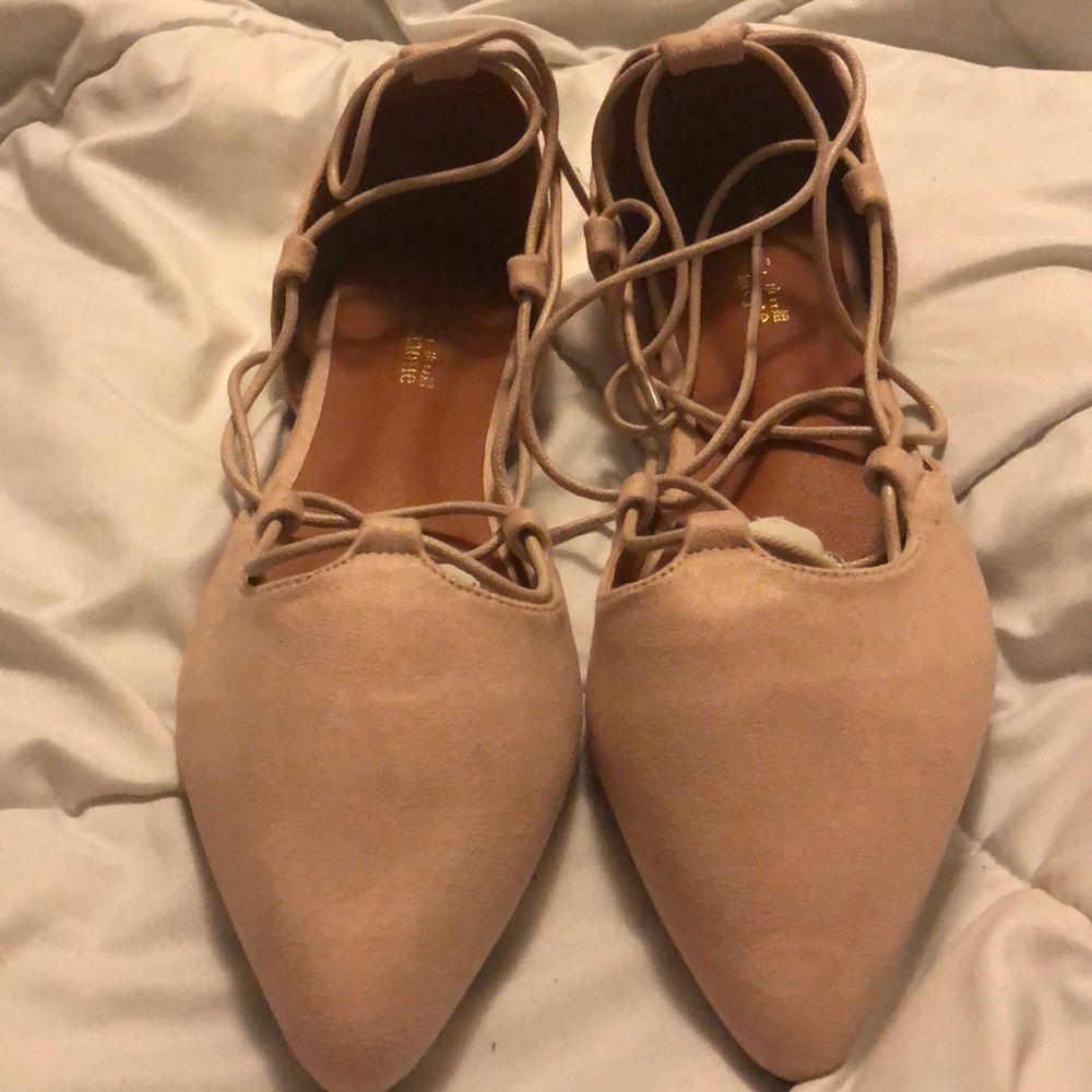 Nude, pointed flats. Size 11. Never worn.